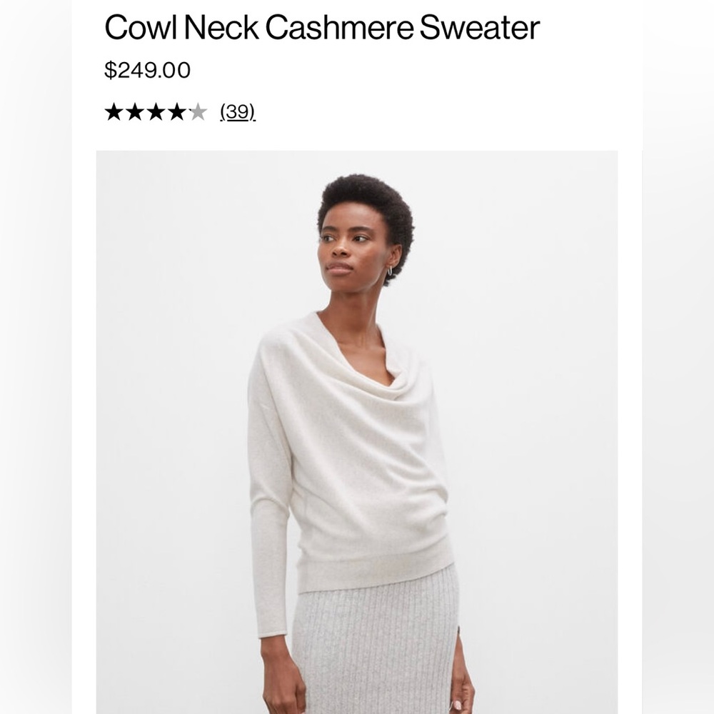 Club Monaco Cowl Neck Cashmere Sweater - Size S